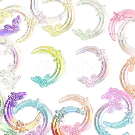 20Pcs 2 Colors Transparent UV Plating Acrylic Beads PACR-YW0001-31-1