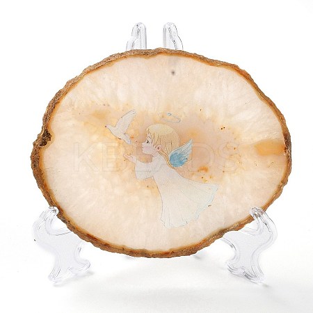 Printed Natural Agate Slice Stone Ornament DJEW-M011-02J-1