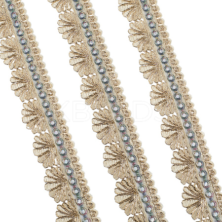 5 Yards Ethnic Style Polyester Organza Fan Shaped Lace Ribbon OCOR-CY0001-18-1