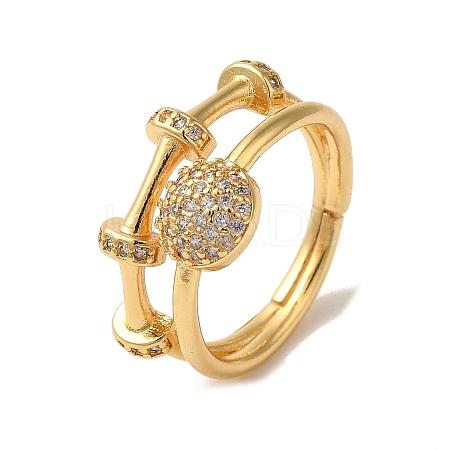Adjustable Brass Micro Pave Cubic Zirconia Rings for Women RJEW-G325-03G-C-1