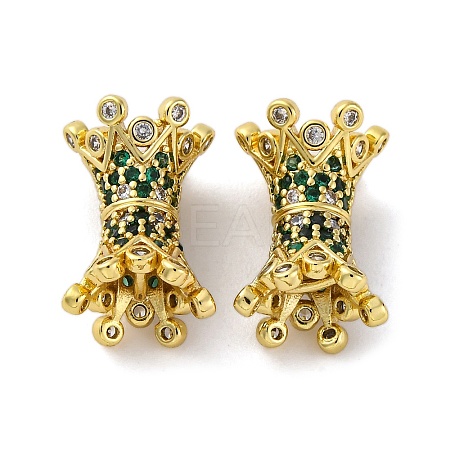 Brass Micro Pave Cubic Zirconia Screw Clasps KK-Z078-42G-1
