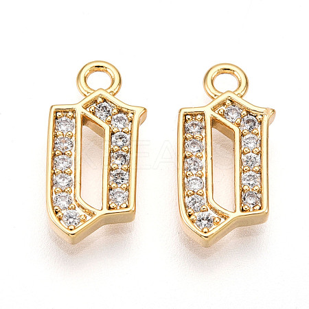Brass Micro Pave Cubic Zirconia Charms KK-N261-104B-G-1
