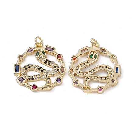 Brass Colorful Cubic Zirconia Pendants KK-E068-VA166-2-1