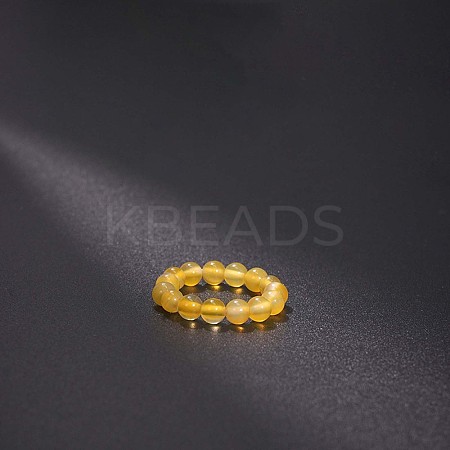 Natural Yellow Agate Stretchy Finger Rings FS-WG01730-34-1
