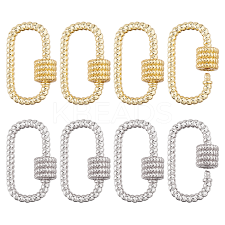 8Pcs 2 Colors Brass Screw Carabiner Lock Charms KK-HS0015-09-1