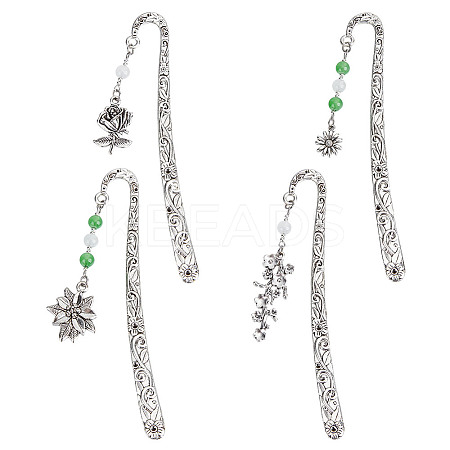 4 Styles Alloy Hook Bookmark AJEW-DR00018-1