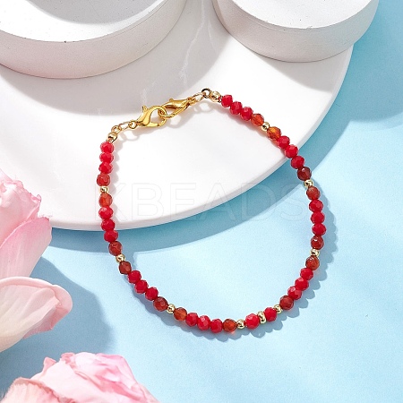 Natural Red Agate Bead Beads Bracelets for Women BJEW-JB11572-1