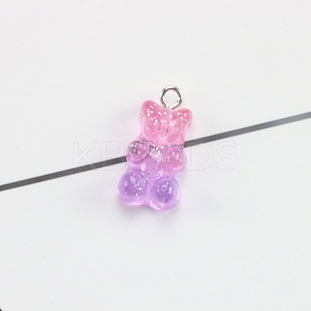 Grandient Color Transparent Resin Pendants RESI-WH0026-46-1