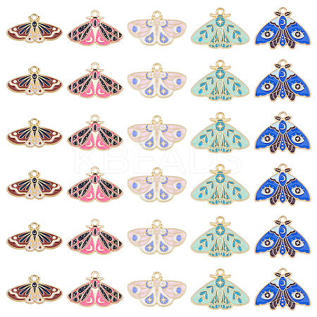 30Pcs 5 Styles Alloy Enamel Pendants ENAM-DC0001-70-1