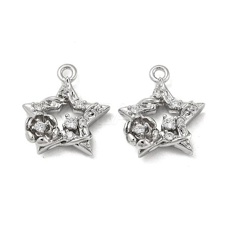 Brass Micro Pave Clear Cubic Zirconia Charms KK-H460-18P-1