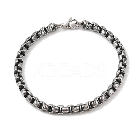 304 Stainless Steel Box Chain Bracelets for Men BJEW-B096-33A-AS-1
