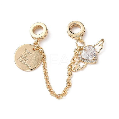 Brass Micro Pave Clear Cubic Zirconia Cable Chain European Beads KK-G531-07B-G-1