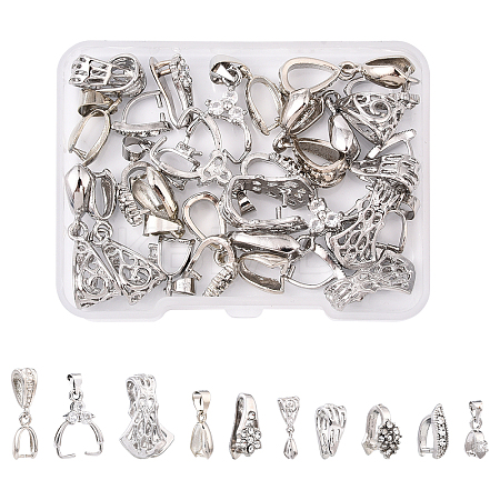30Pcs 10 Styles Brass Pendant Ice Pick Pinch Bails KK-YW0003-64-1