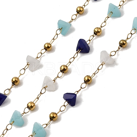 Handmade 304 Stainless Steel Glass Triangle Link Chains CHS-L032-07G-1