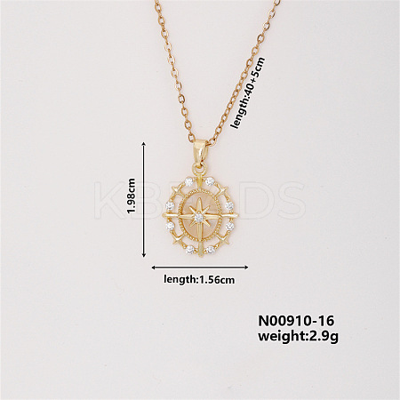 Elegan Brass Micro Pave Cubic Zirconia Oval with Star Pendant Necklace for Women YM2366-4-1