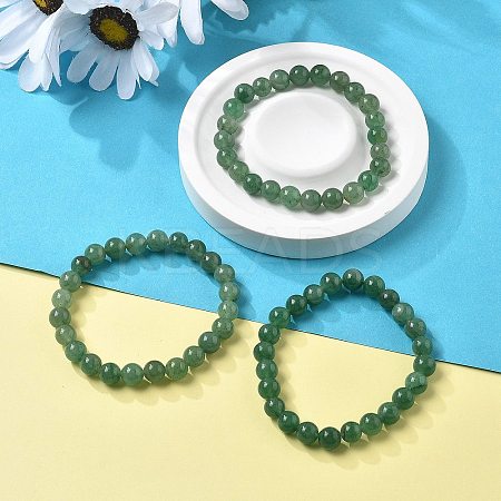 Natural Green Aventurine Beaded Stretch Bracelets BJEW-Q692-50-8mm-1