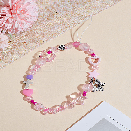 1Pc Resin & Crystal & Alloy and Plastic Mobile Straps for Women HJEW-LP0001-23-1
