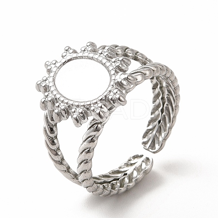 Tarnish Resistant 304 Stainless Steel Sun Open Cuff Ring Settings RJEW-B027-23P-1