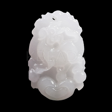 Natural White Jade Carved Pendants G-S384-01K-1