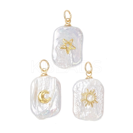 3Pcs 3 Styles Natural Baroque Keshi Pearl Pendants PALLOY-JF04921-1