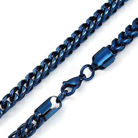 Ion Plating(IP) 304 Stainless Steel Wheat Chain Necklaces for Men NJEW-B116-04BL-1