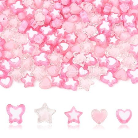 200Pcs 5 Styles Transparent Acrylic Beads TACR-FS0001-54A-1