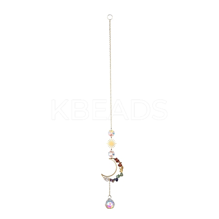 Teardrop & Moon & Sun Glass Hanging Suncatchers LS-HJEW-I011-05G-1