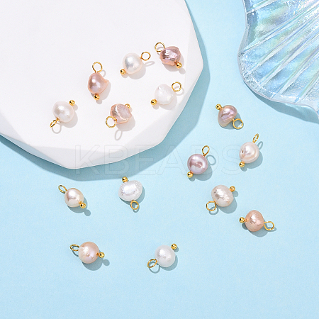 15Pcs 3 Styles Natural Freshwater Pearl Two Sides Polished Charms PALLOY-YW00091-01-1