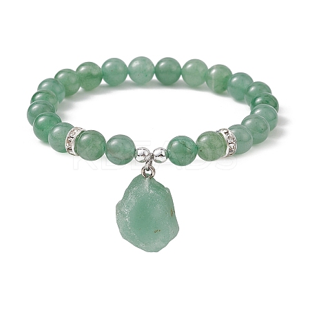 Natural Green Aventurine & Synthetic Hematite Beaded Stretch Bracelet BJEW-JB09760-02-1