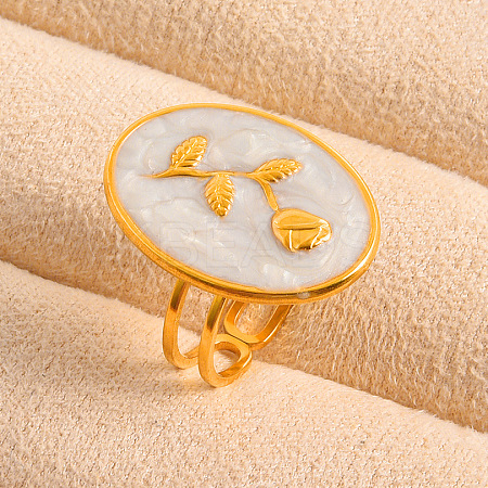 Adjustable 304 Stainless Steel with Enamel Cuff Open Rings for Women XR0969-4-1