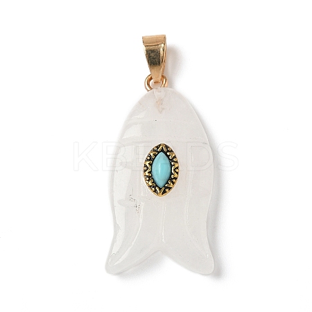 Natural Quartz Crystal & Synthetic Turquoise Carved Pendants G-Z084-01G-01-1