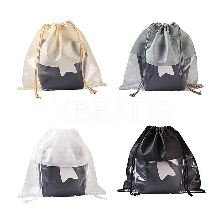 8Pcs 4 Colors Blank Non-Woven DIY Craft Drawstring Storage Bags ABAG-GN0001-10B-1