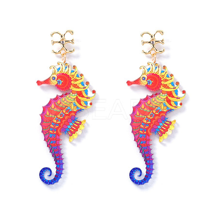 Ocean Acrylic & Alloy Dangle Earrings for Women WG27996-01-1