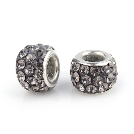 Polymer Clay Rhinestone European Beads CPDL-S007-10-1