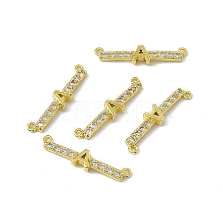 Rack Plating Brass Micro Pave Clear Cubic Zirconia Connector Charms KK-C007-37G-A-1