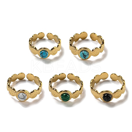 Ion Plating(IP) 304 Stainless Steel with Synthetic Gemstone Ring STAS-Z060-15G-1