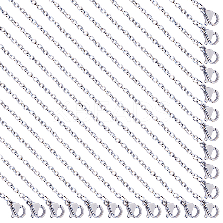 20Pcs 304 Stainless Steel Cable Chain Necklaces Set STAS-SC0008-06-1