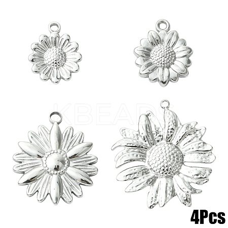 4Pcs 4 Styles 304 Stainless Steel Pendants STAS-YW0003-42P-1
