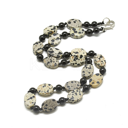 Natural Dalmatian Jasper Beaded Necklaces NJEW-S401-26-1