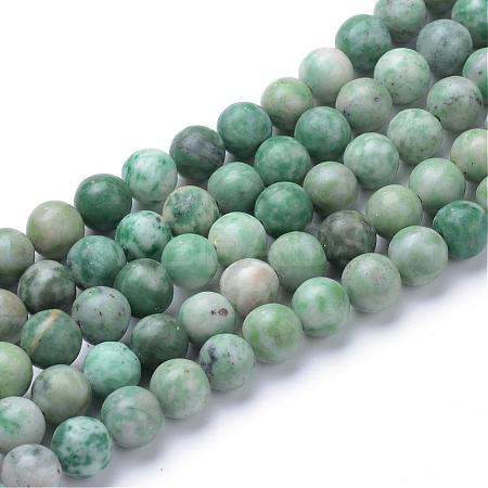Natural Green Spot Jasper Beads Strands G-T055-8mm-16-1