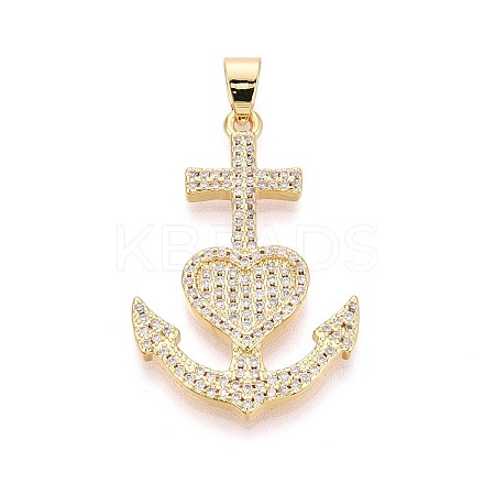 Brass Micro Pave Clear Cubic Zirconia Pendants KK-N268-88G-1