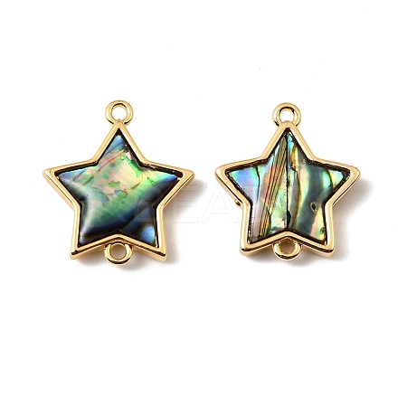 Natural Paua Shell Star Connector Charms KK-G538-42G-1