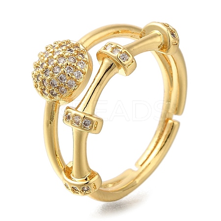 Adjustable Rack Plating Brass Micro Pave Cubic Zirconia Rings for Women RJEW-S244-01G-A-1