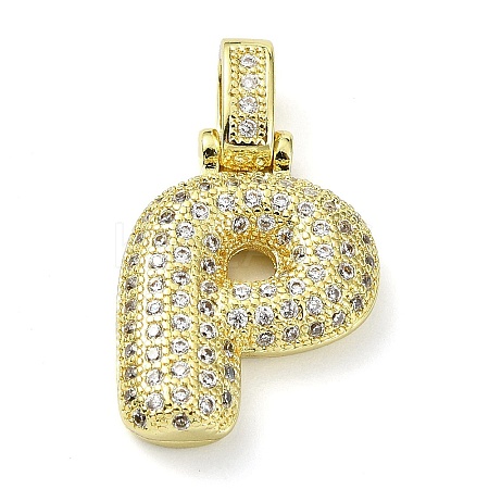 Brass Micro Pave Clear Cubic Zirconia Pendants KK-M279-01G-P-1