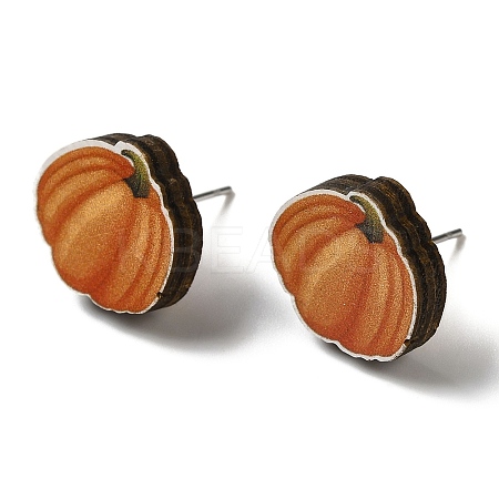 Wood Stud Earrings EJEW-Z054-01F-1