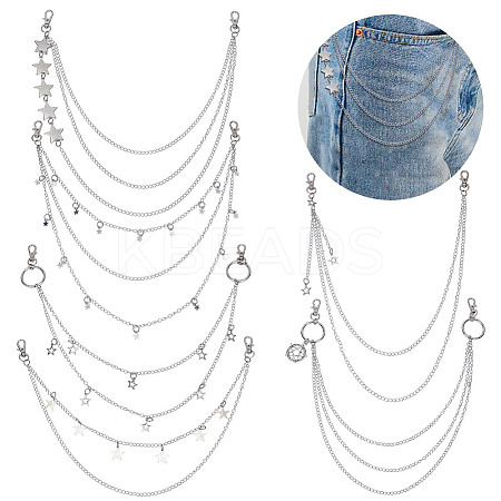 6Pcs 6 Styles Alloy Boot Strap Chains HJEW-HY00101-1