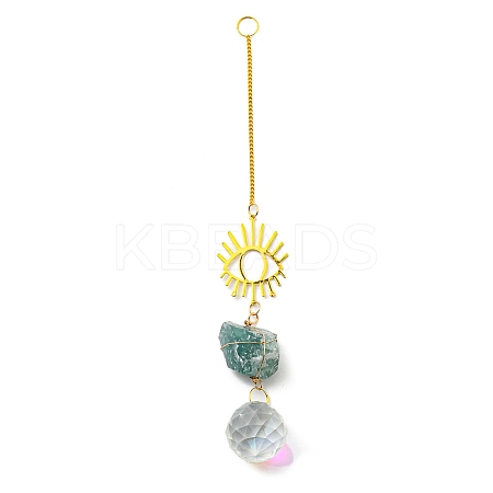 Wire Wrapped Nuggets Natural Fluorite Pendant Decorations LS-HJEW-C008-02F-G-1