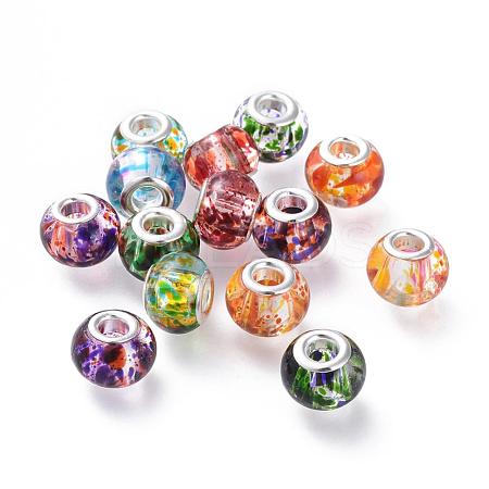 Mixed Large Hole Rondelle Spray Painted Glass European Beads X-GPDL-R004-M1-1