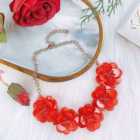 Flower Natural Shell Bib Necklaces for Women FS-WGF0490-02-1