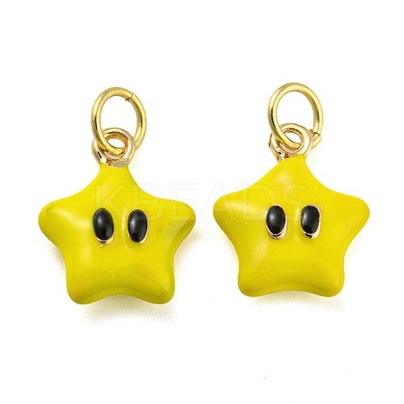 Star Rack Plating Brass Enamel Charms X-KK-Q804-07G-1